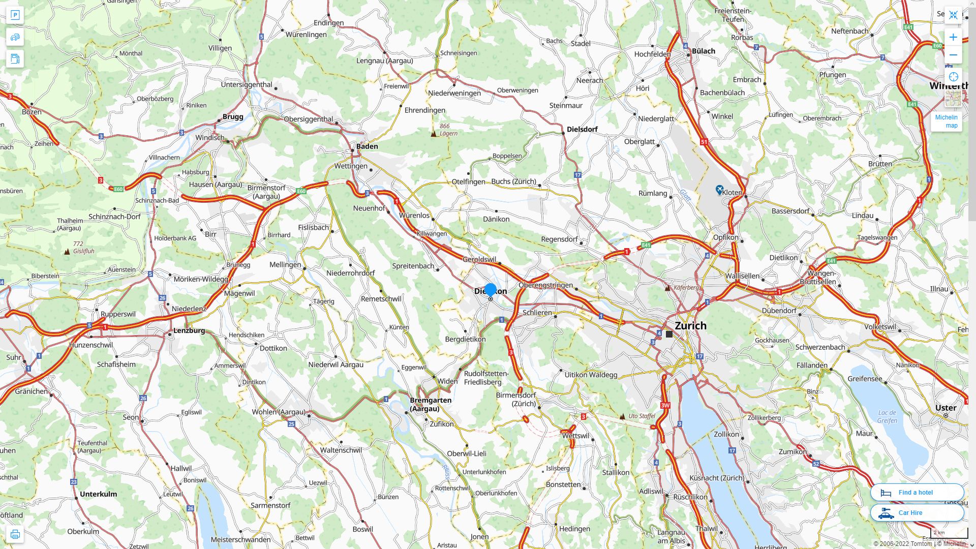 Dietikon Suisse Autoroute et carte routiere